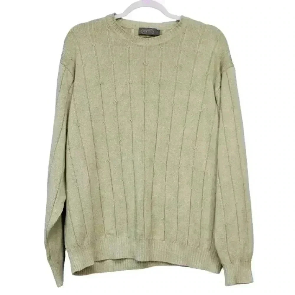Vintage Talbots Men's Sweater Size XL Silk Cotton Cable Knit Pastel Green Preppy